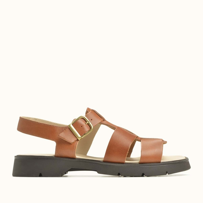kleman Sandales à brides cuir caramel