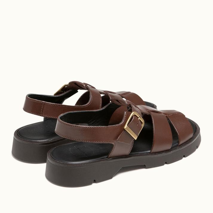 Kleman Sandales à Brides Cuir Marron