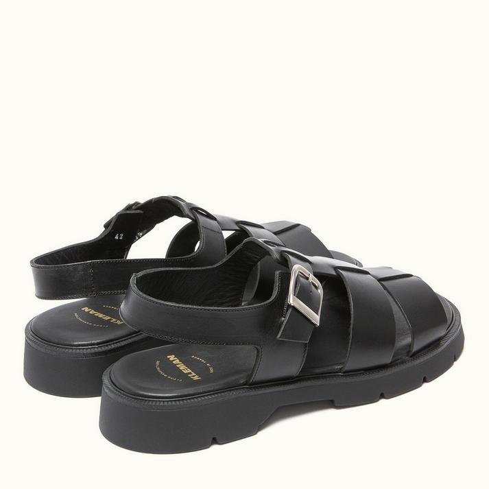 Kleman Sandales à Brides Cuir Noir Du 36 Au 40