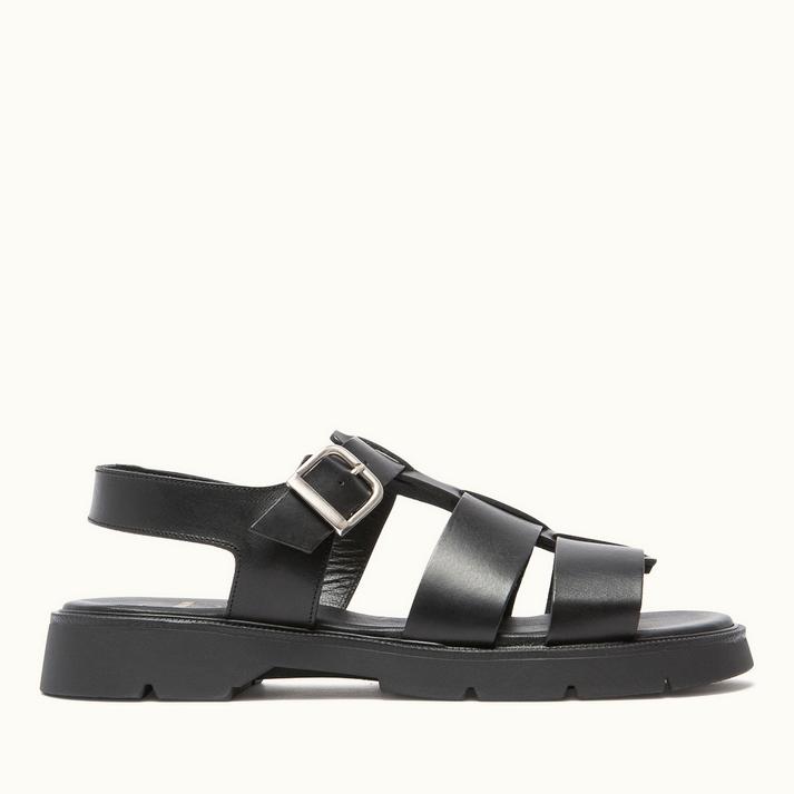 kleman Sandales à brides cuir noir du 36 au 40