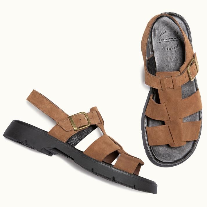 Kleman Sandales à Brides Cuir Velours