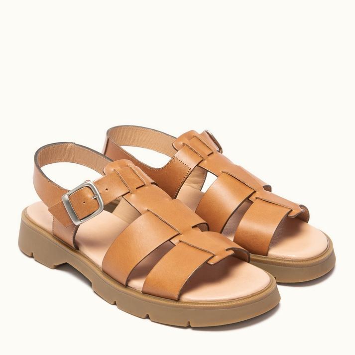 Kleman Sandales à Brides Cuir Whisky