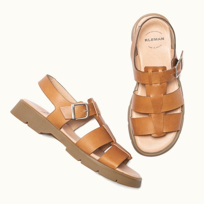 Kleman Sandales à Brides Cuir Whisky