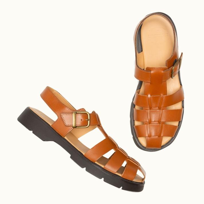 Kleman Sandales De Pêcheur Femme Cuir Caramel