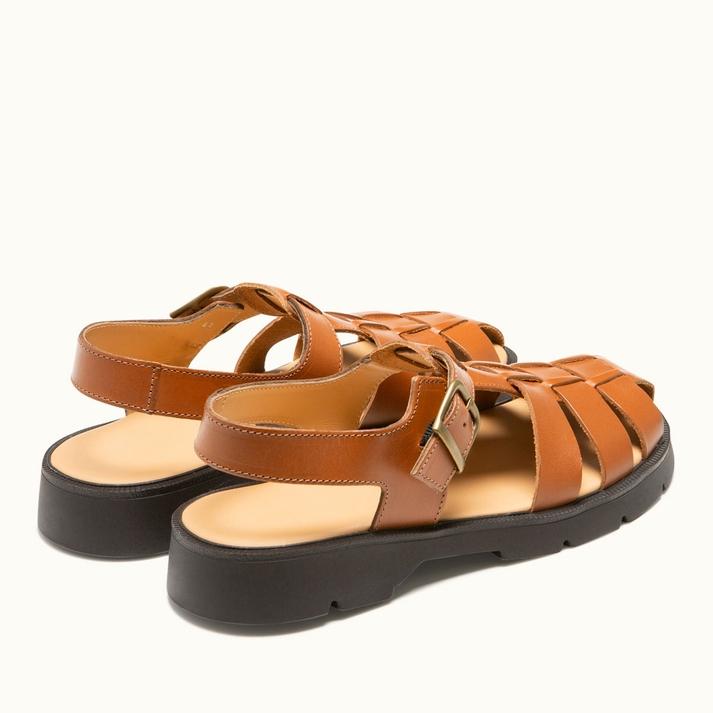 Kleman Sandales De Pêcheur Femme Cuir Caramel