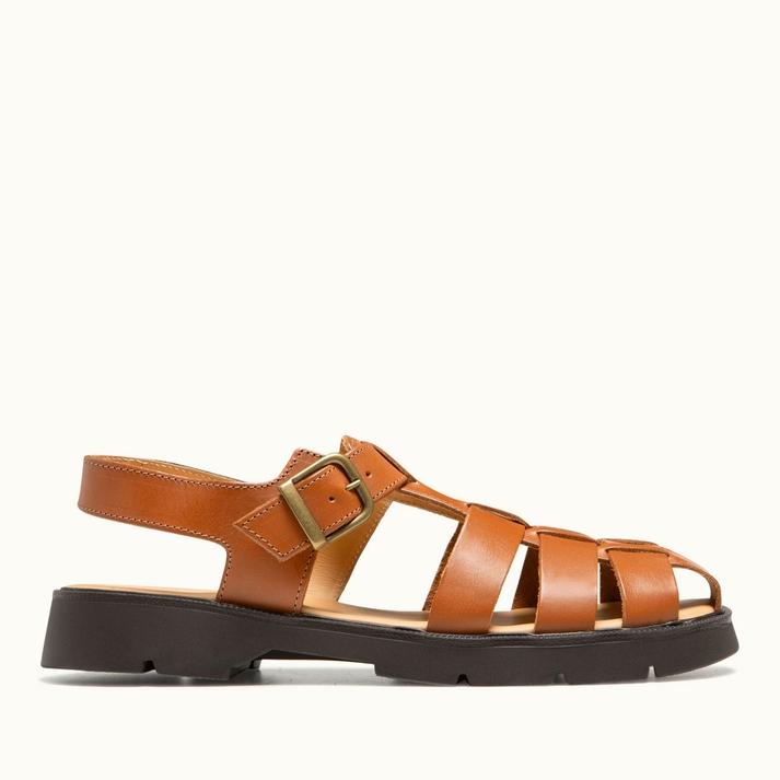 kleman Sandales de pêcheur femme cuir caramel