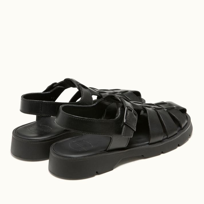 Kleman Sandales De Pêcheur Femme Cuir Noir