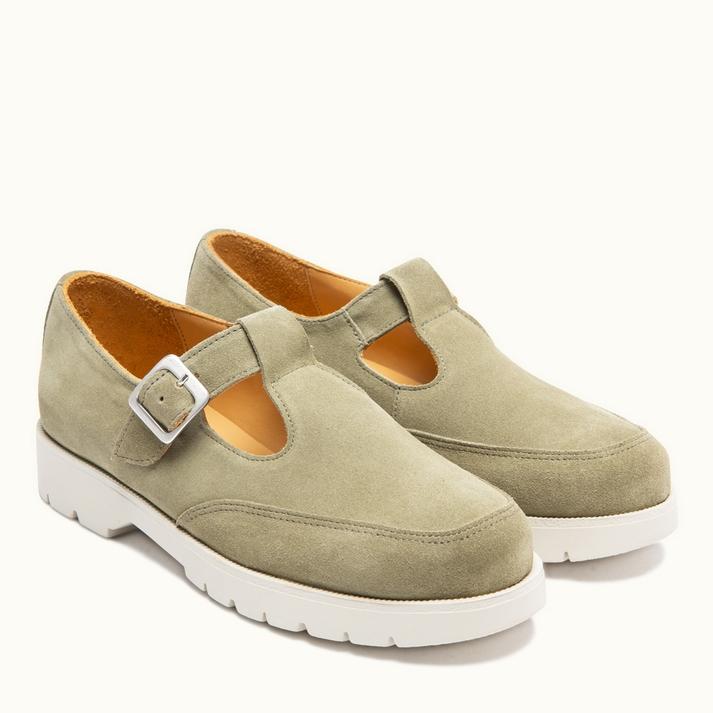 Kleman Sandales Fermées Cuir Velours Olive