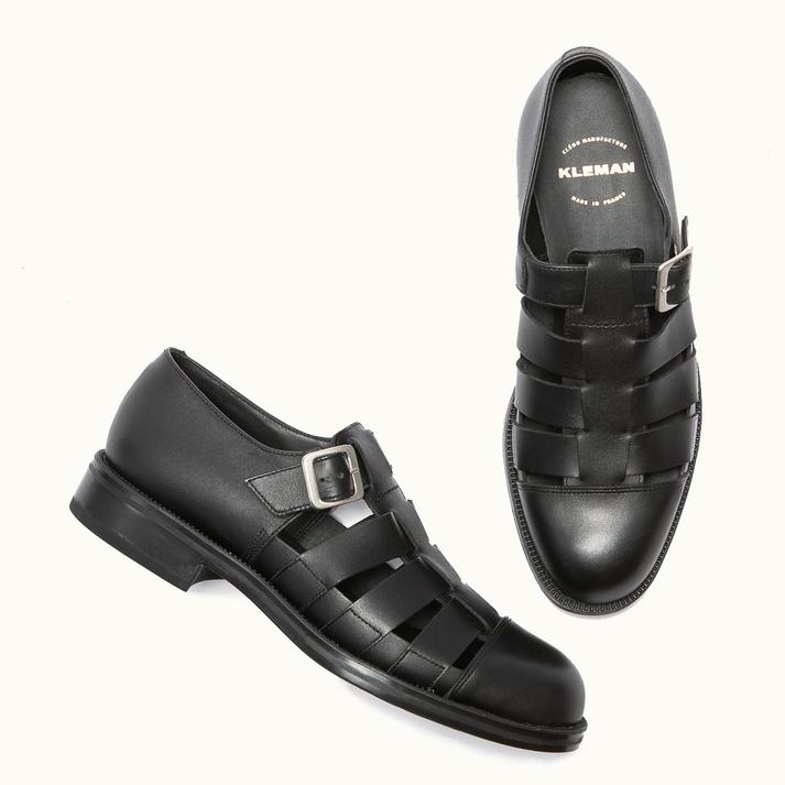 Kleman Sandales Made In France Cuir Noir