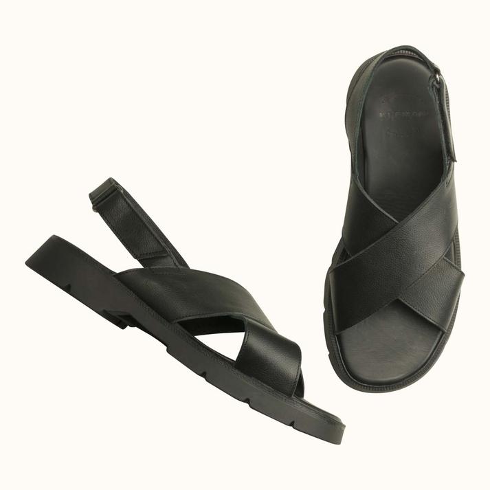 Kleman Sandales Noires à Brides Croisées