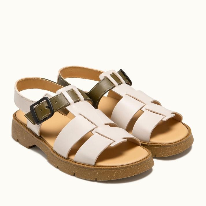 Kleman Sandales Plates Cuir Rose Nude