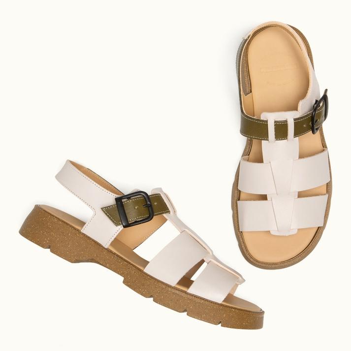Kleman Sandales Plates Cuir Rose Nude
