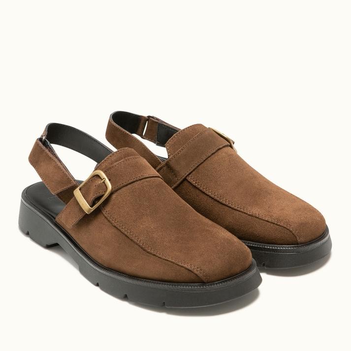 Kleman Sandales Sabots En Croûte Velours Marron