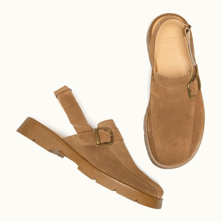 Kleman Sandales Sabots Femme Croûte Velours Cognac