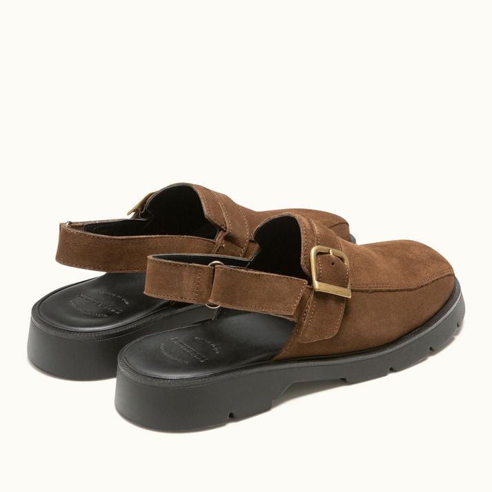 Kleman Sandales Sabots Femme Croûte Velours Marron