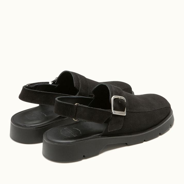 Kleman Sandales Sabots Femme Croûte Velours Noir