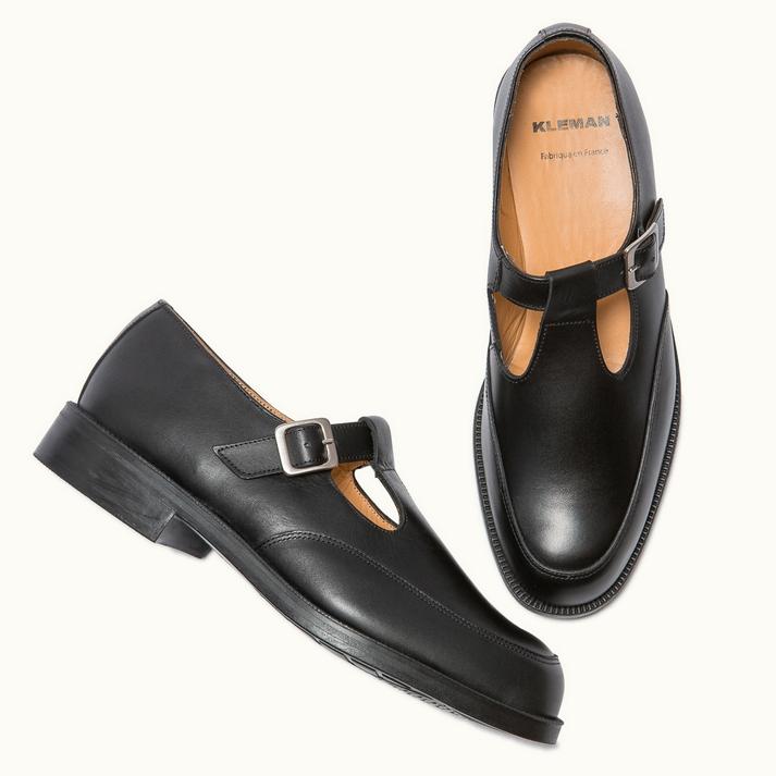 Kleman Sandales à Bride En Cuir Verni Noir DAISYOR Femme