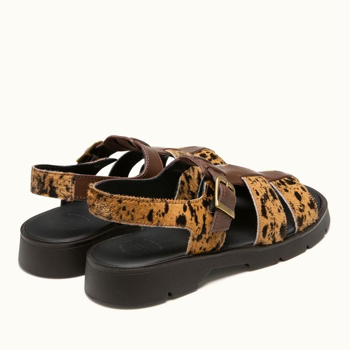 Kleman Sandales à Brides Homme Imprimé Animalier Marron-noir