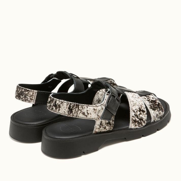 Kleman Sandales à Brides Homme Imprimé Animalier Noir-blanc