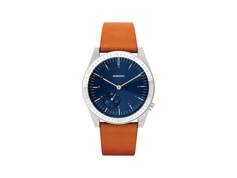 komono Ray Legacy Leather Silver Blue Cognac