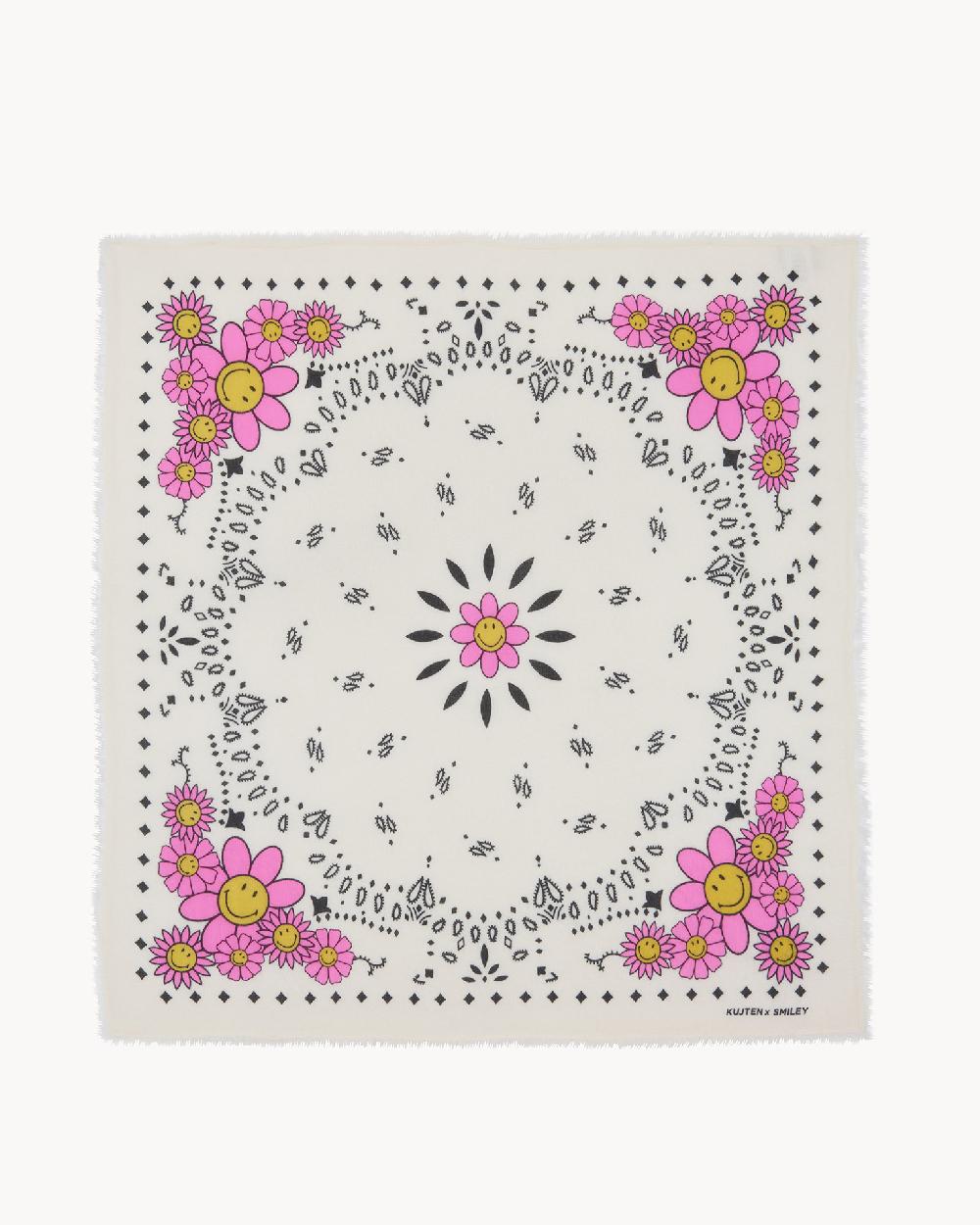 Kujten Bandana Hachiko Bico Smiley Bandana Cachemire Bicolore 2 Fils