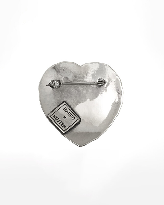 Kujten Broche Harpo Argent Broche Coeur En Argent Massif 925/1000e