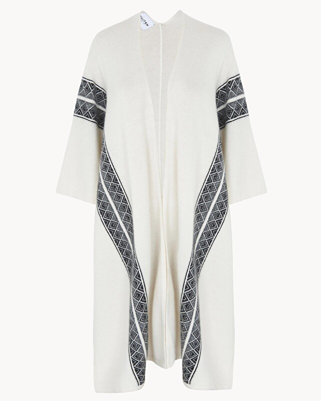 Kujten Cape Liv Cape Rayée à Franges Cachemire 2 Fils