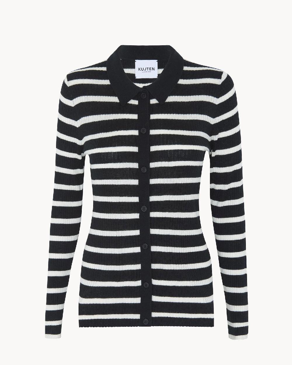 Kujten Cardigan Isha Marin Cardigan Marinière Rayé Soie Et Cachemire 1 Fil