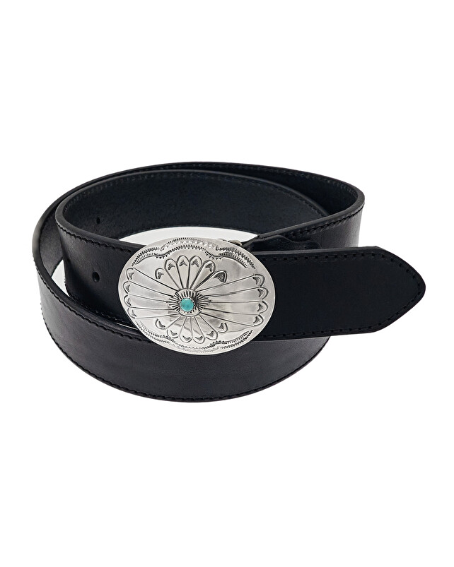 Kujten Ceinture Harpo Argent Ceinture En Cuir Avec Boucle En 925/1000e Et Turquoise