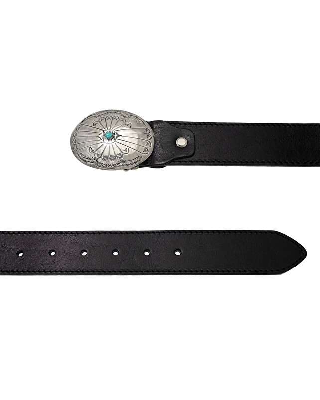 Kujten Ceinture Harpo Argent Ceinture En Cuir Avec Boucle En 925/1000e Et Turquoise