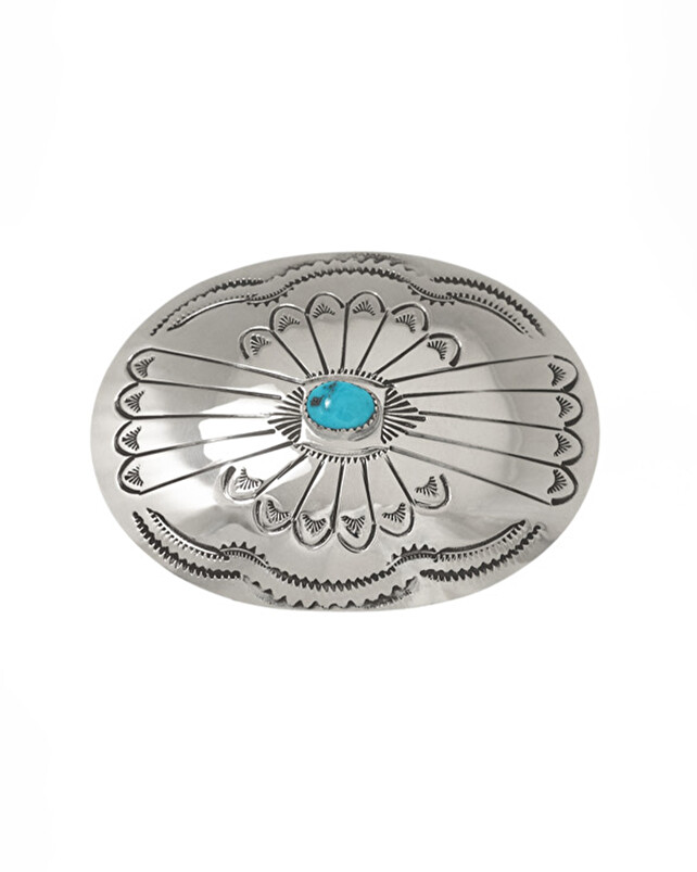 Kujten Ceinture Harpo Argent Ceinture En Cuir Avec Boucle En 925/1000e Et Turquoise
