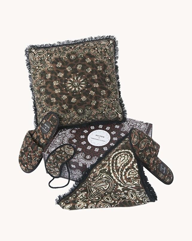 kujten Coffret arizona Bandana chaussons housse de coussin et masque pour les yeux cachemire