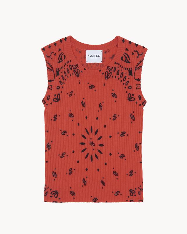 kujten Débardeur ribbi Débardeur Cachemire imprimé 2 fils