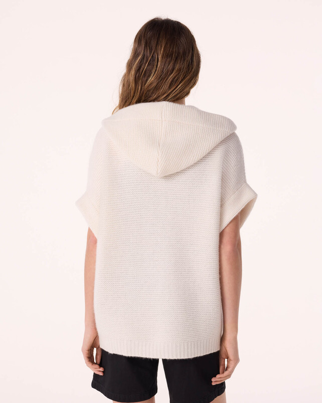 Kujten Gilet Glory Gilet Cachemire à Capuche Manches Courtes 4 Fils