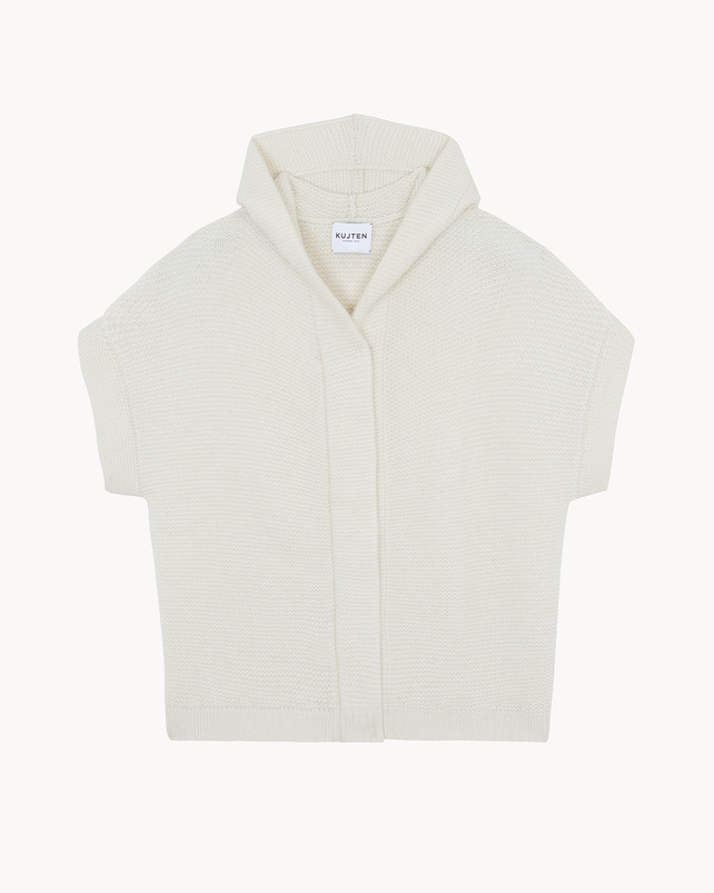 Kujten Gilet Glory Gilet Cachemire à Capuche Manches Courtes 4 Fils