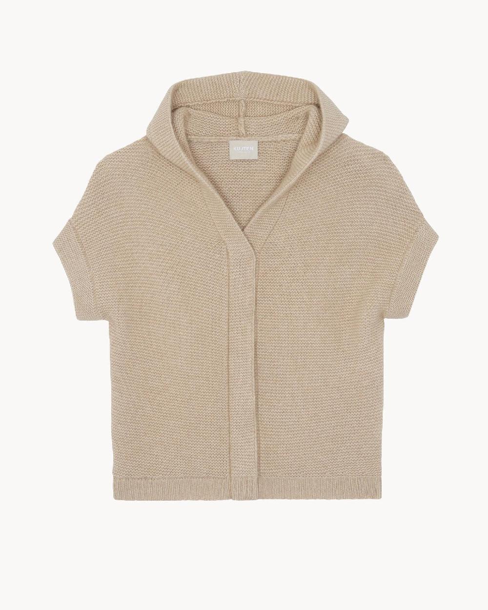 Kujten Gilet Glory Gilet Cachemire à Capuche Manches Courtes 4 Fils