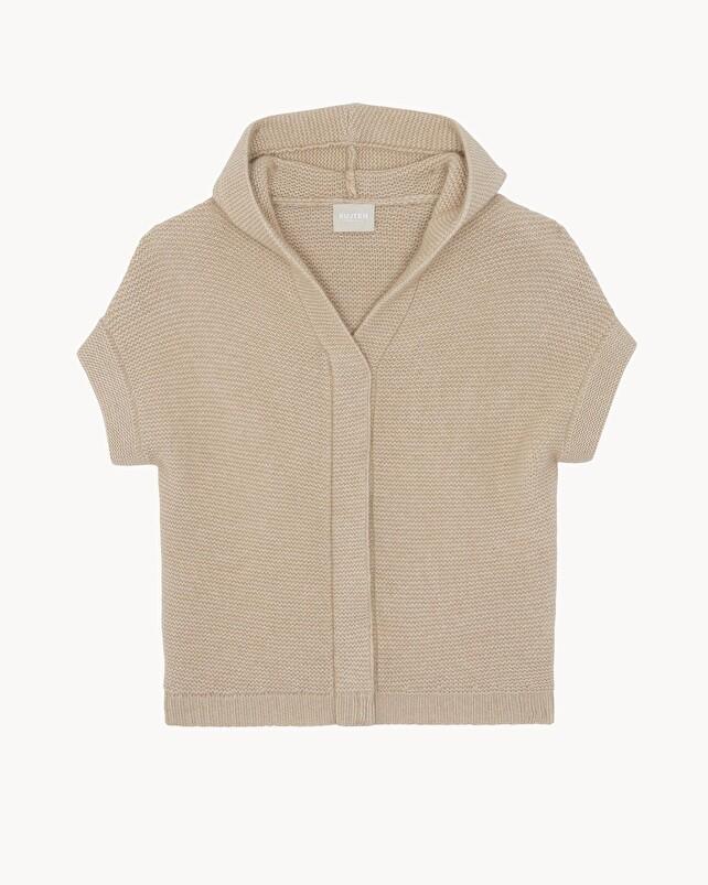 kujten Gilet glory Gilet Cachemire à Capuche Manches Courtes 4 fils