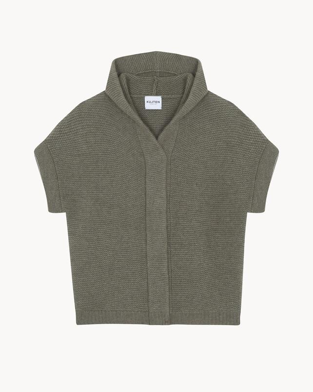 Kujten Gilet Glory Gilet Cachemire à Capuche Manches Courtes 4 Fils