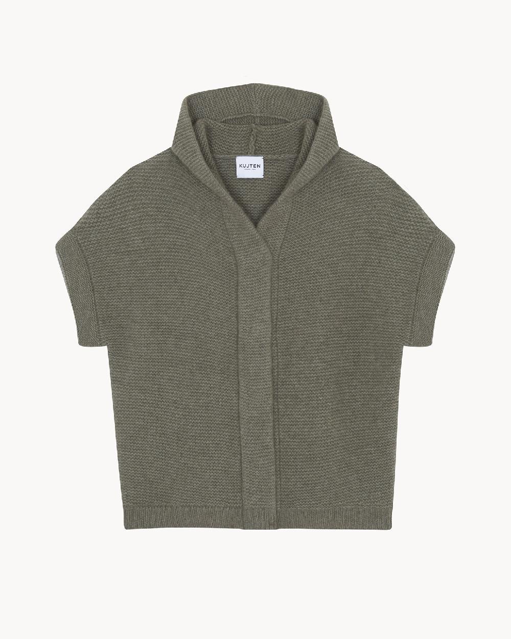 Kujten Gilet Glory Gilet Cachemire à Capuche Manches Courtes 4 Fils