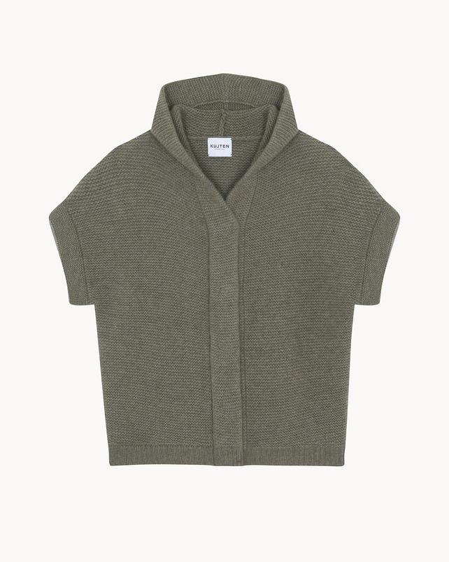 kujten Gilet glory Gilet Cachemire à Capuche Manches Courtes 4 fils