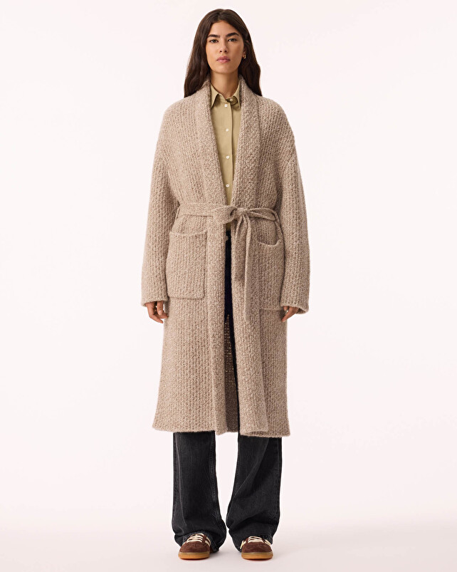 Kujten Gilet Jalila Bouclette Gilet Long Cachemire 4 Fils