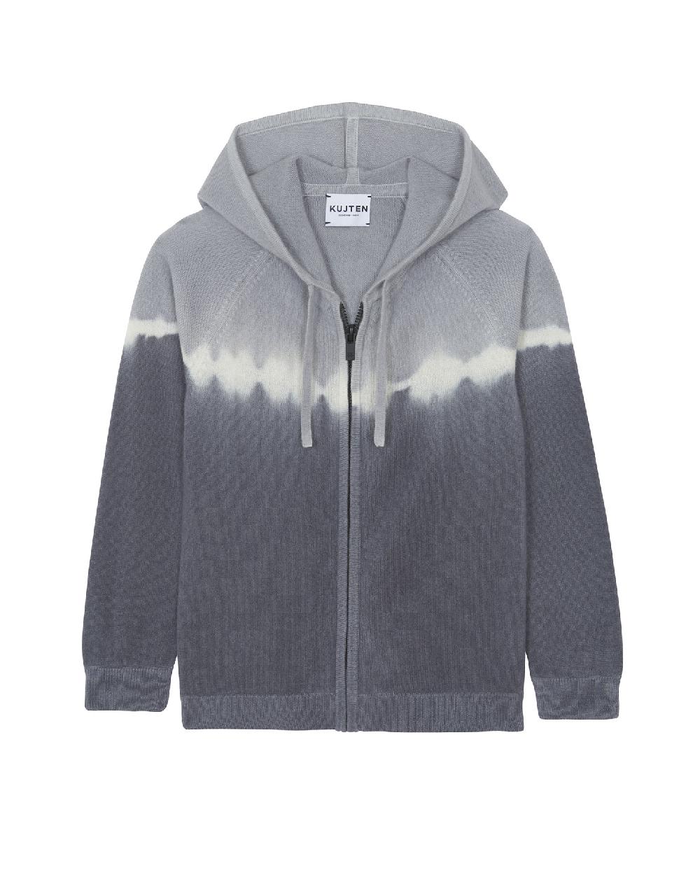 Kujten Gilet Noa Bicolor Gilet En Cachemire à Capuche Zippé Tie & Dye