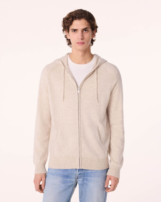 Kujten Gilet Rony Gilet Cachemire à Capuche Zippé Homme 2 Fils
