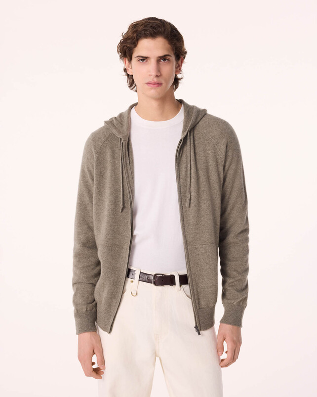 kujten Gilet rony Gilet cachemire à capuche zippé homme