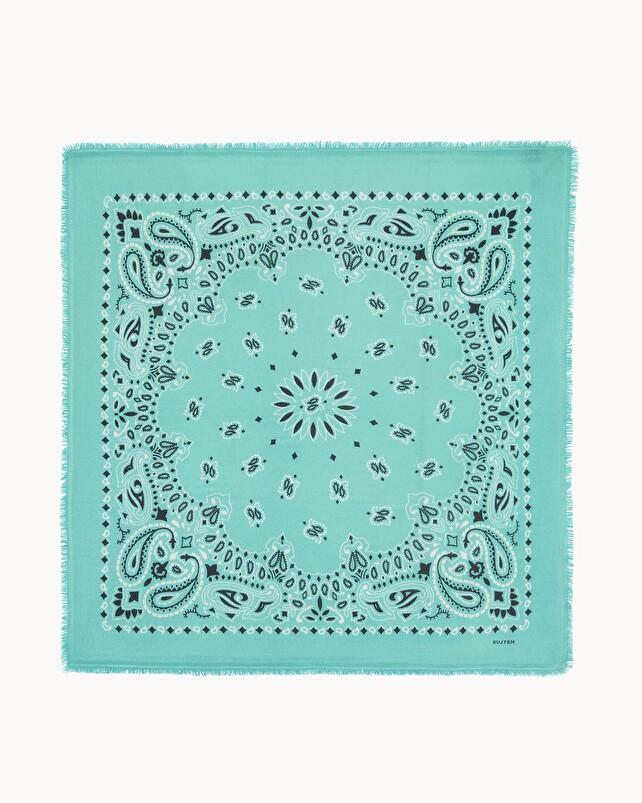 kujten Grand bandana hachiko bico Grand bandana cachemire imprimé bicoloré 2 fils