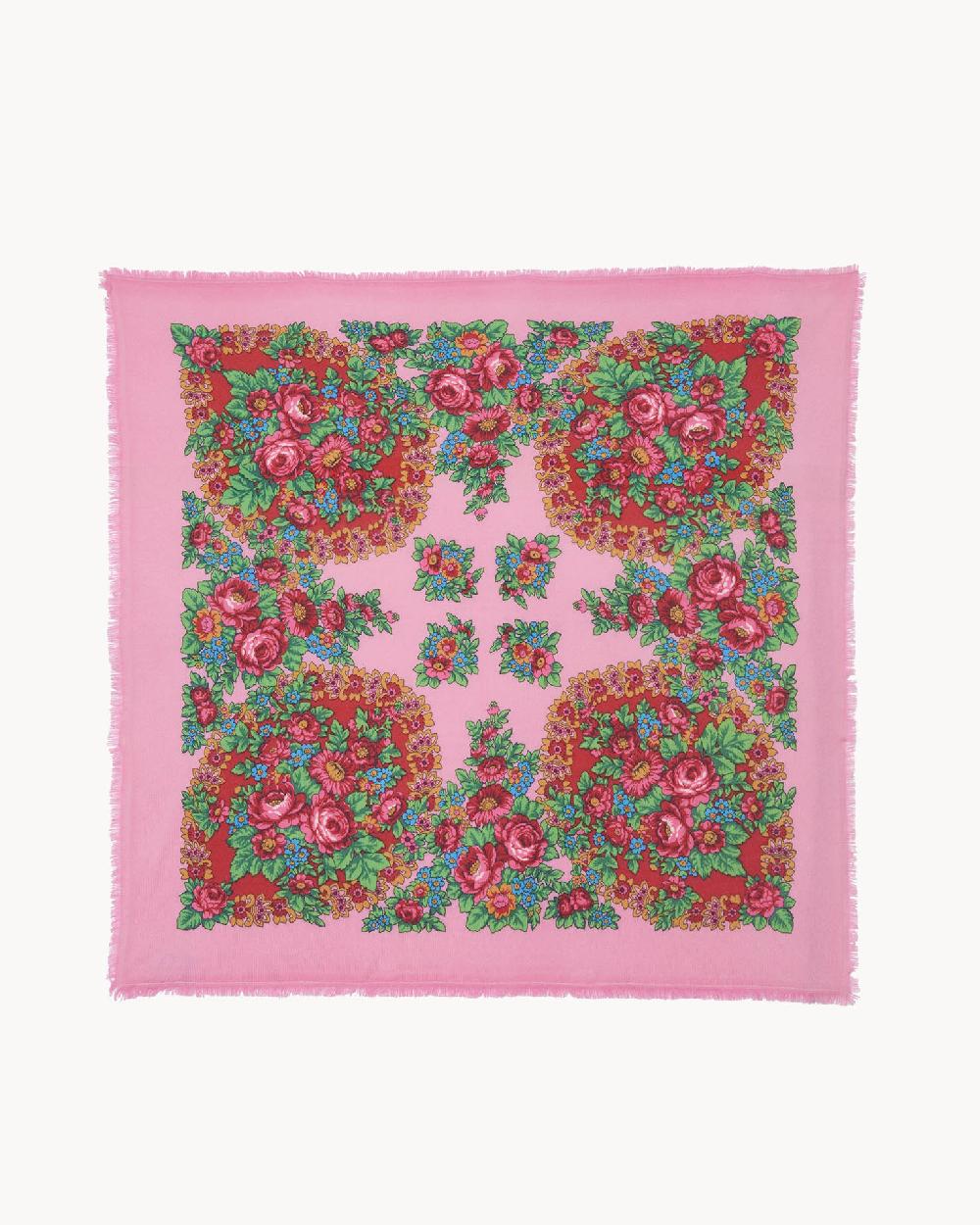 Kujten Grand Bandana Hachiko Flower Grand Bandana Cachemire Imprimé 2 Fils