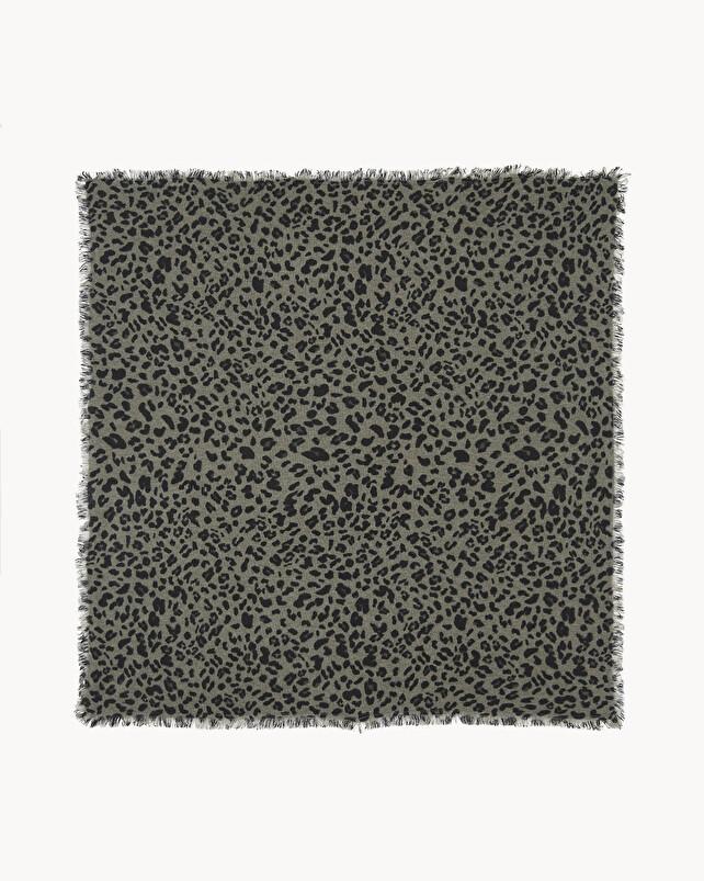 kujten Grand bandana hachiko leopard Grand bandana cachemire imprimé léopard 2 fils