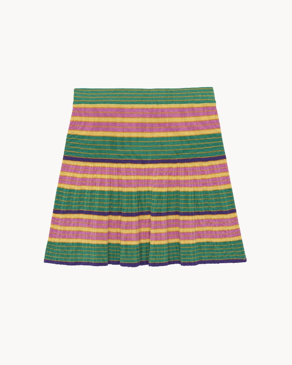 Kujten Jupe Gading Jupe Courte Rayée à Côtes Soie Et Cachemire 1 Fil