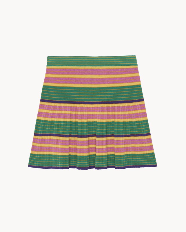 kujten Jupe gading Jupe Courte Rayée à Côtes Soie et Cachemire 1 fil