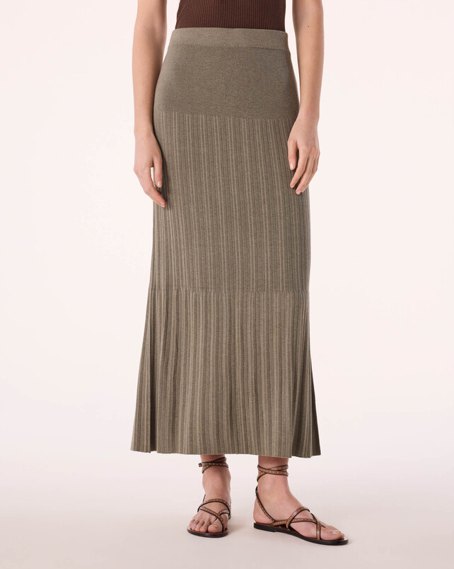 Kujten Jupe Dinga Jupe Longue Rayé Soie Cachemire